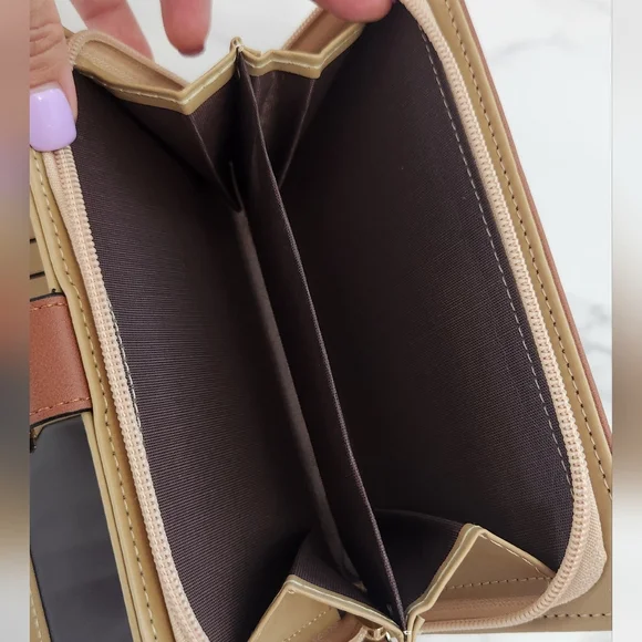 Spring & Summer Pu Leather Brown Leaf Cutout Women's Wallet - Picture 12 of 15